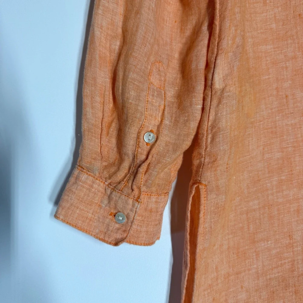 Jones New York Jones & Co 100% Linen Tunic Shirt Dress Orange Apricot Medium - Picture 11 of 14